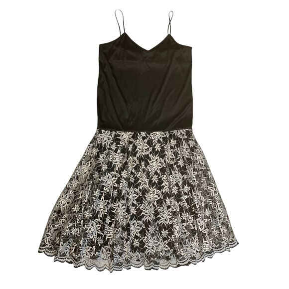 Vintage Pat Richards Black Evening Dress Size 14 Maiello Midi White Lace Holiday - Picture 4 of 16